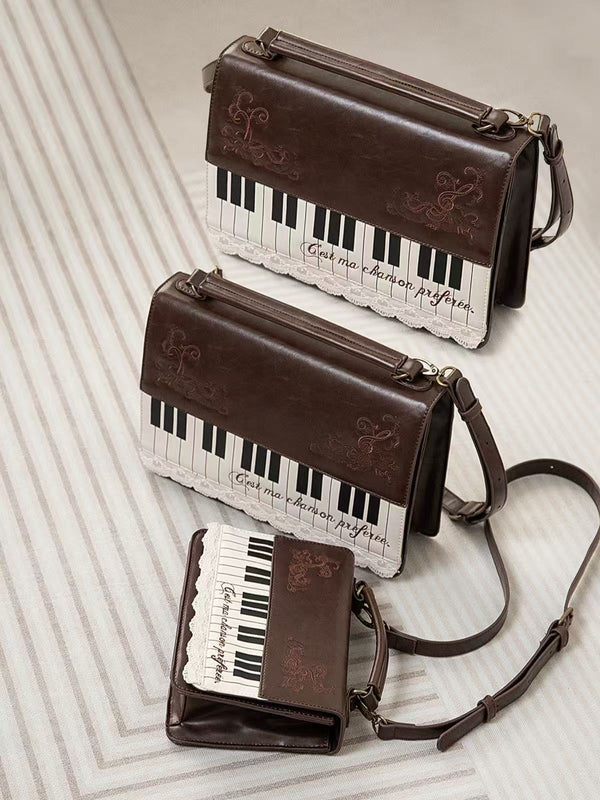 Piano embroidered lace shoulder bag