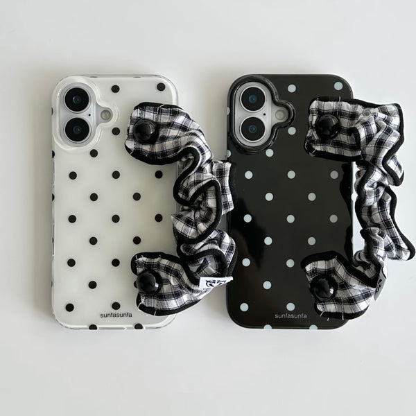 black and white polka dots- iphone case