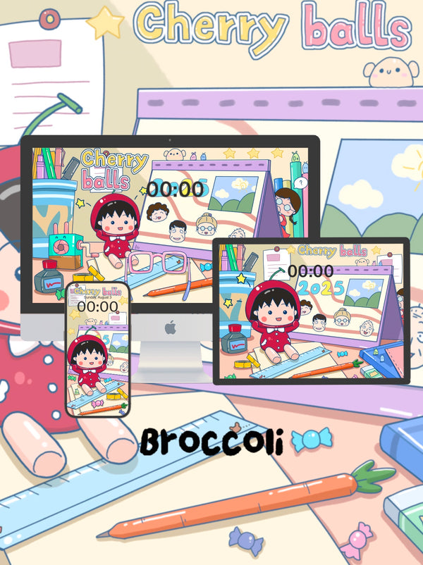 "🍒Chibi Maruko-chan: Never Study Alone!  📖"Phone / ipad / pc wallpaper（114)