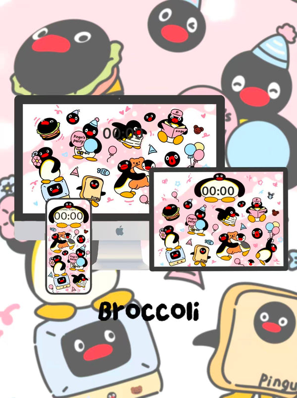 Pingu: Pink Hug Fest! 🌸🤗Phone / ipad / pc wallpaper（150)