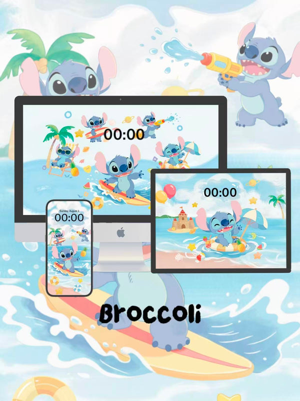Stitch: Catch the Wave in the Sun! 🏝️Phone / ipad / pc wallpaper（194)