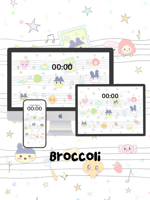 Tamagotchi dances across the staff!♪º·˚⑉ ♫•*¨*•Phone / ipad / pc wallpaper（208)