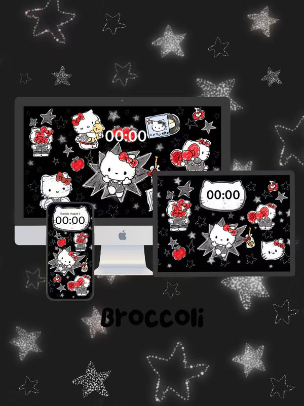 Hello Kitty black and star theme wallpaper Phone / ipad / pc wallpaper（210)