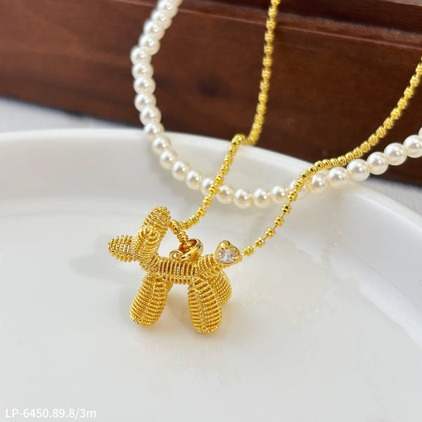 Gold Balloon Dog Pendant Necklace, Niche Design Decorative Gift