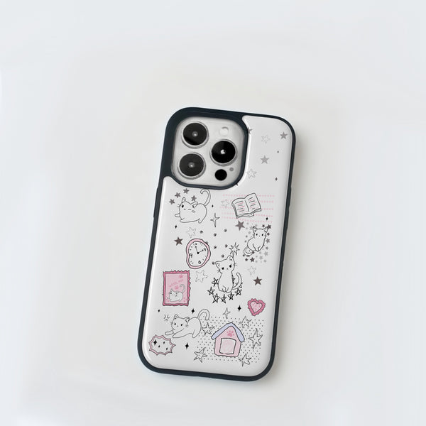 🎀 line art kitten 🐈‍⬛-Handmade resin drip iphone case