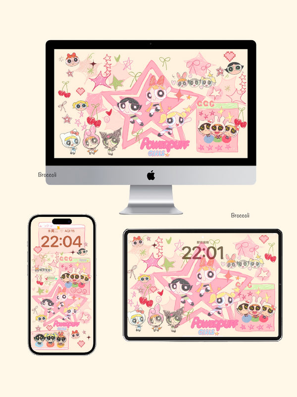 Retro illustrations of The Powerpuff Girls Phone / ipad / pc wallpaper（33）
