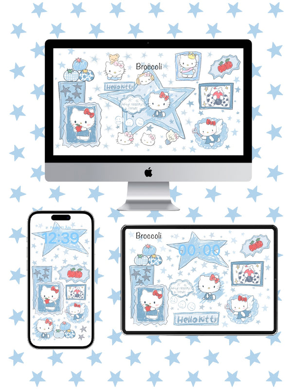 🫧｡*₊˚✧🩵 kitty Kitty love baby blue 🍎Phone / ipad /PC wallpaper （40）